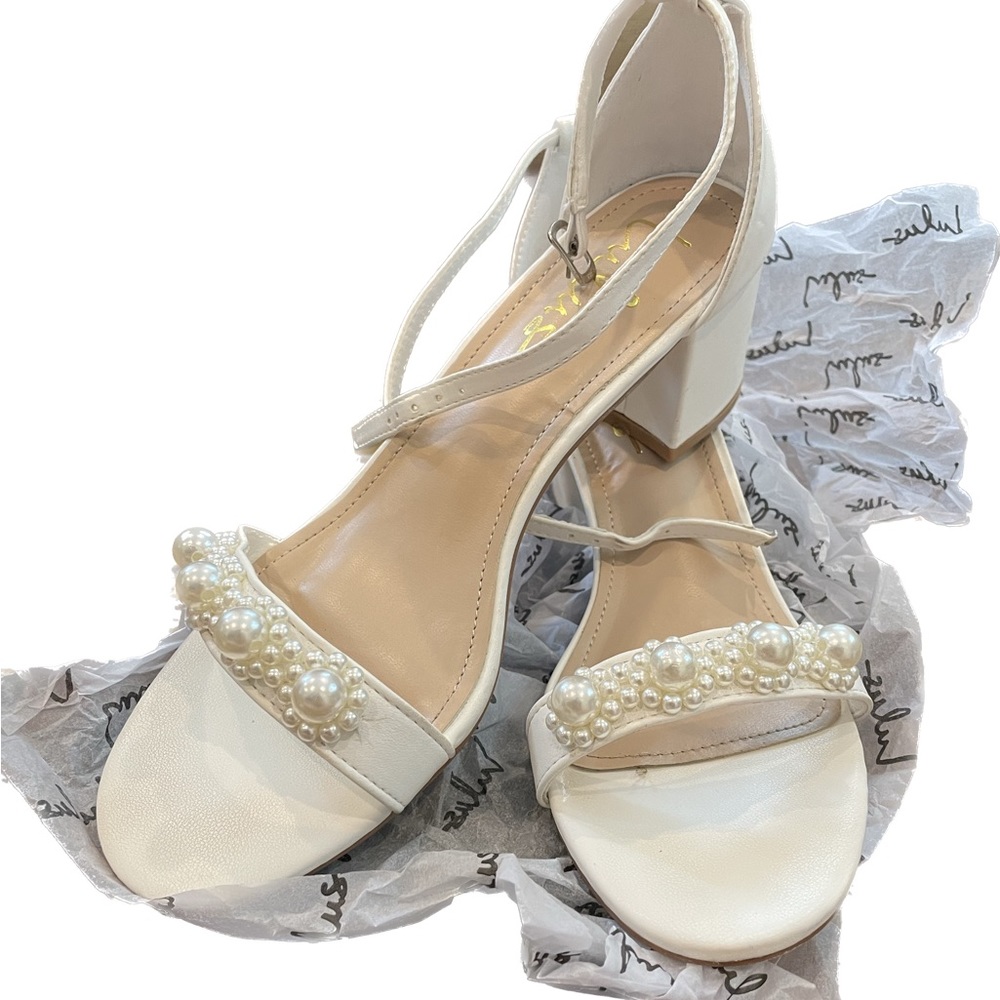 Lulu's White Pearl Embellished Heels